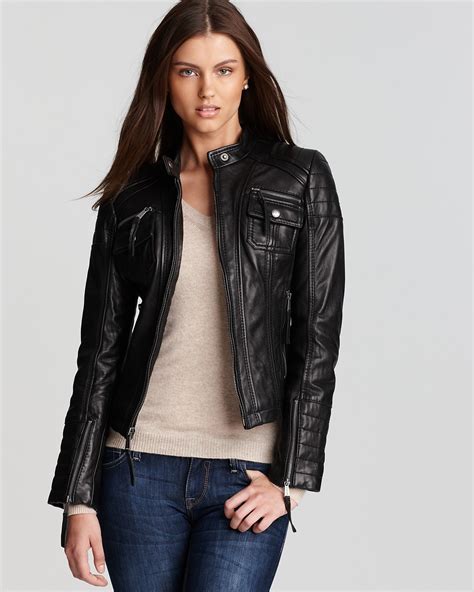 ichael michael kors zip front leather jacket|Michael Kors Women's Zip.